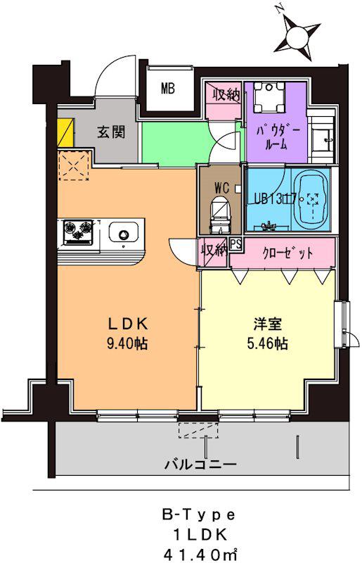 アリエス(1LDK/3階)の間取り写真