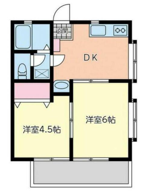ニューピアパークII E(2DK/2階)の間取り写真