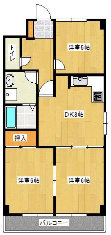 ライオンズプラザ富雄(3DK/4階)の間取り写真