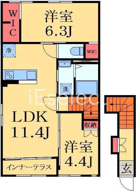 ベルフラワー(2LDK/2階)の間取り写真