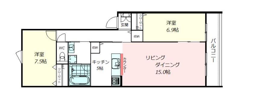 リーブル代々木(2LDK/2階)の間取り写真