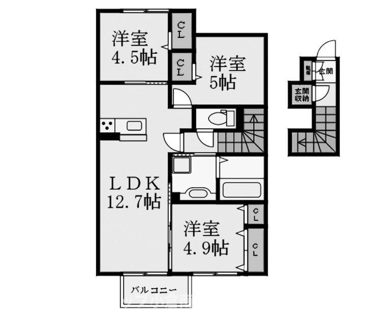 TADリーヴァ(3LDK/2階)の間取り写真