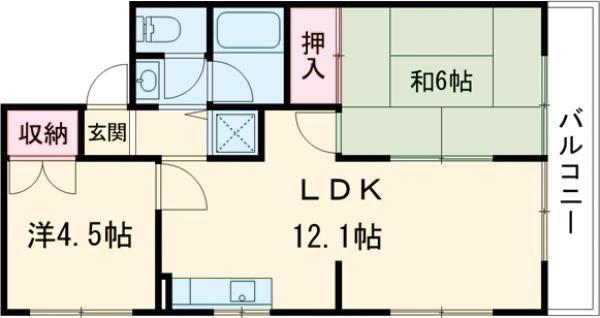 サンシャインあさひ(2LDK/3階)の間取り写真