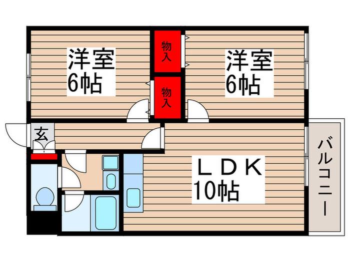 セキネハイツ(2LDK/2階)の間取り写真