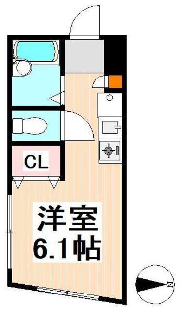 グルクスハイム(ワンルーム/1階)の間取り写真