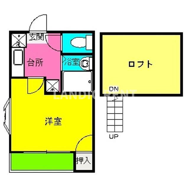 キャニオン オーク竹下(1K/1階)の間取り写真