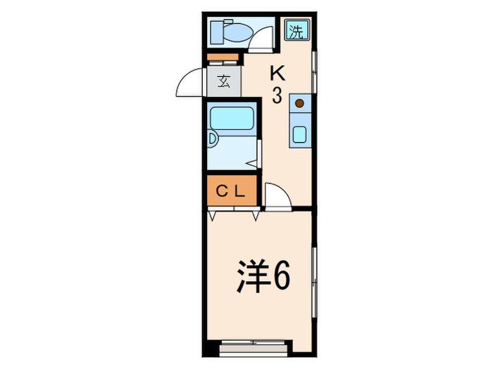 チェレステ二子(1K/2階)の間取り写真