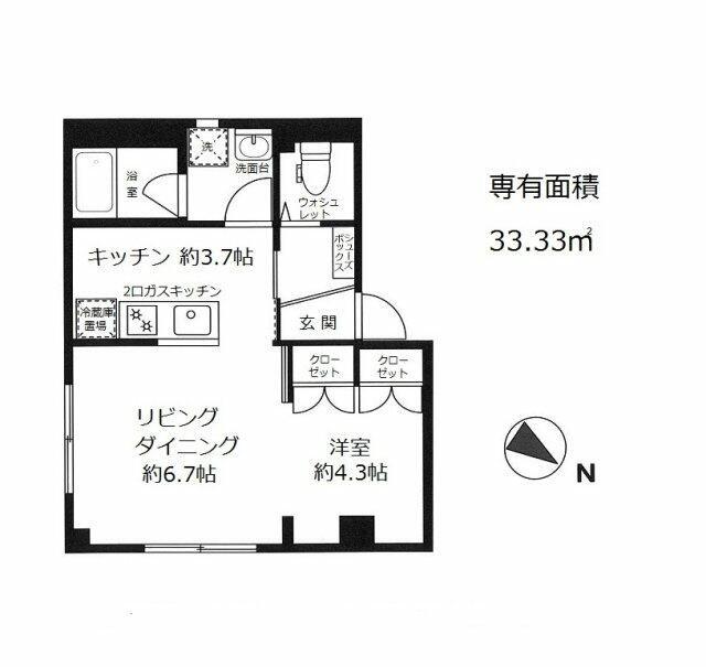 グレイスコート月島(1LDK/1階)の間取り写真