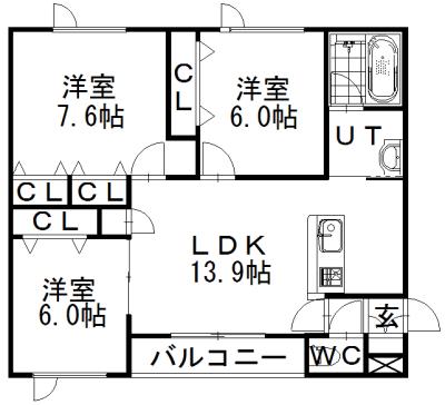 プロムナードA(3LDK/3階)の間取り写真