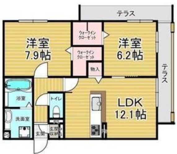 セジュールウエスト(2LDK/1階)の間取り写真