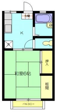 パナハイツ石井B(1K/2階)の間取り写真