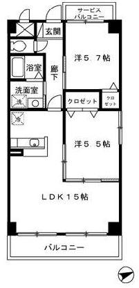 マーヴェラス(2LDK/7階)の間取り写真