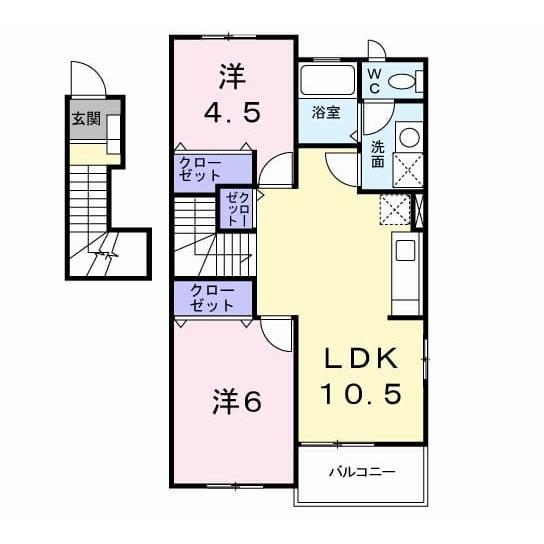 フォンティーヌ21(2LDK/2階)の間取り写真