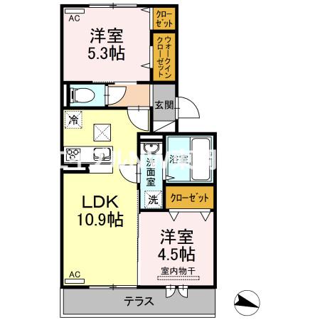 フリージア A棟(2LDK/1階)の間取り写真