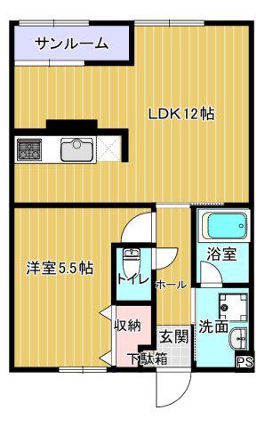 ハイツオウル(1LDK/2階)の間取り写真