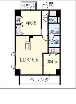 ポルタニグラ大須観音(2LDK/8階)の間取り写真