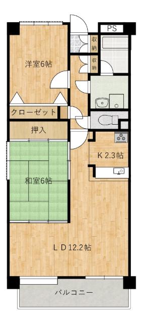 ダイアパレス五日市中央(2LDK/4階)の間取り写真