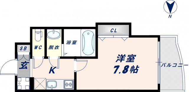 ラグゼ布施南(1K/7階)の間取り写真
