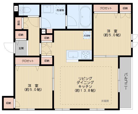 グリーンヒル白山(2LDK/2階)の間取り写真