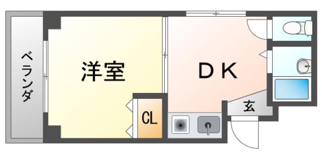 RHYTHM千里山(1DK/1階)の間取り写真