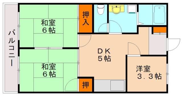 ツインズプラザ B(3DK/3階)の間取り写真