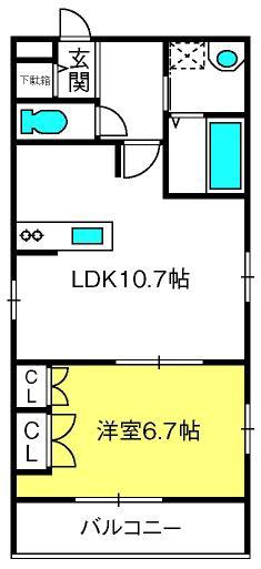 EIKARO(1LDK/3階)の間取り写真