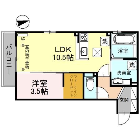 LE CALME(1LDK/1階)の間取り写真