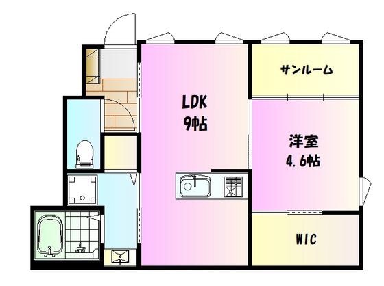 CANAL COURT(1LDK/1階)の間取り写真
