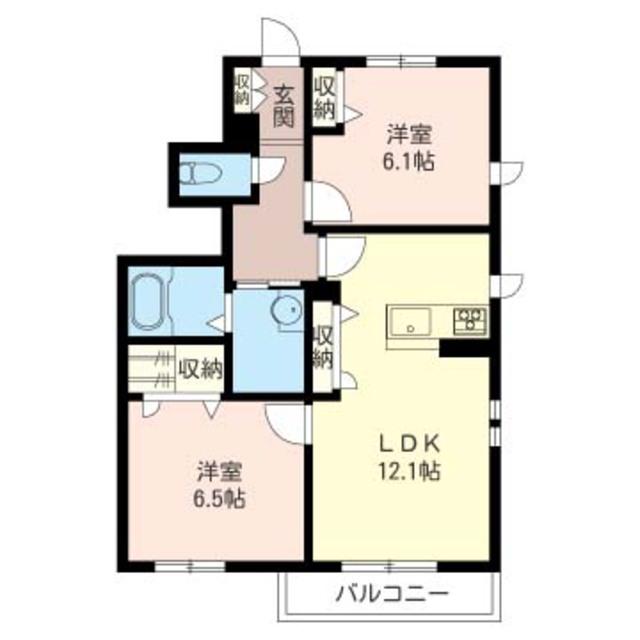 リビオンI・K(2LDK/1階)の間取り写真
