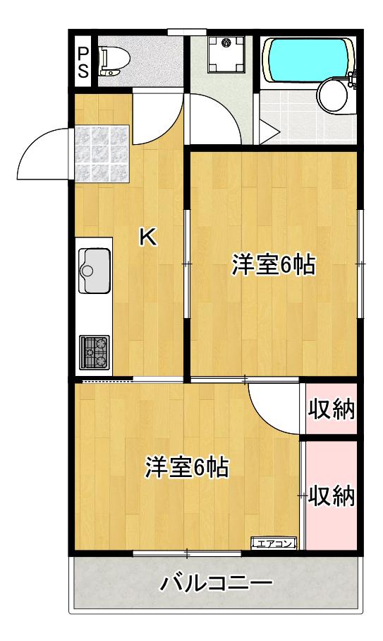 フロームファースト市川(2K/1階)の間取り写真