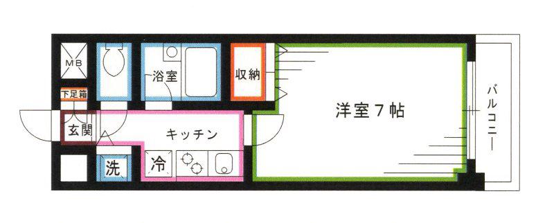 ジョイシティ中野(1K/2階)の間取り写真