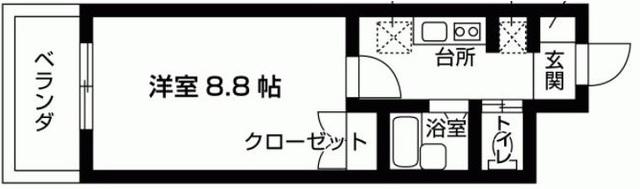新百合グリーンハウス(1K/2階)の間取り写真