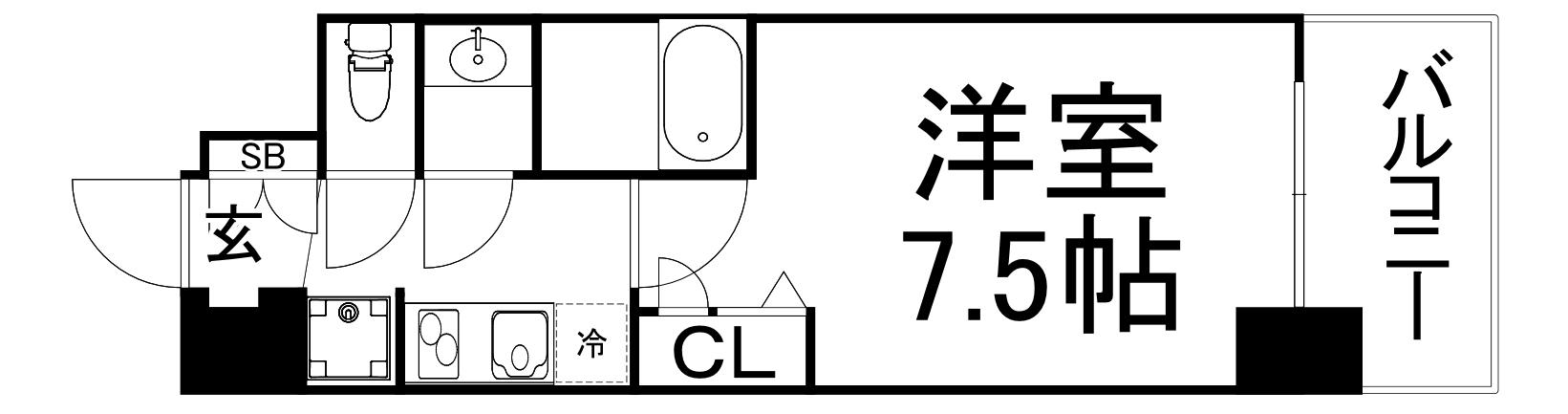 プレサンス堺筋本町センティス(1K/2階)の間取り写真