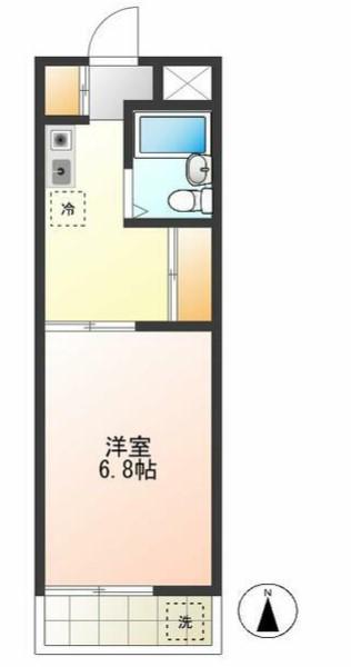 ティーエヌケービル(1K/2階)の間取り写真
