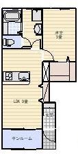LOTUS八幡(1LDK/1階)の間取り写真
