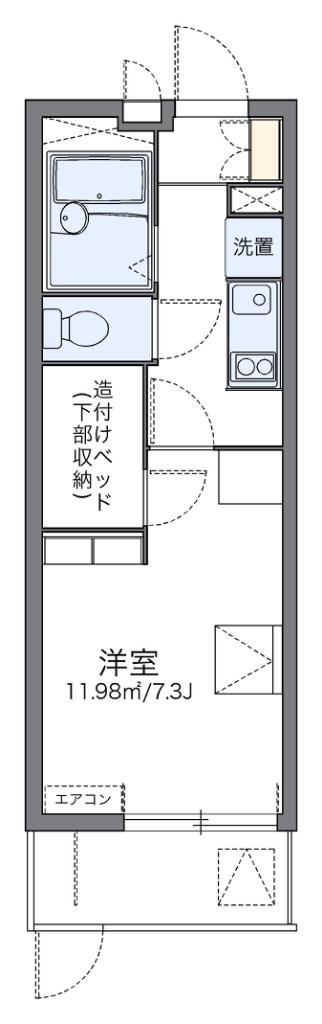 レオパレスプレンソレイユ(1K/1階)の間取り写真