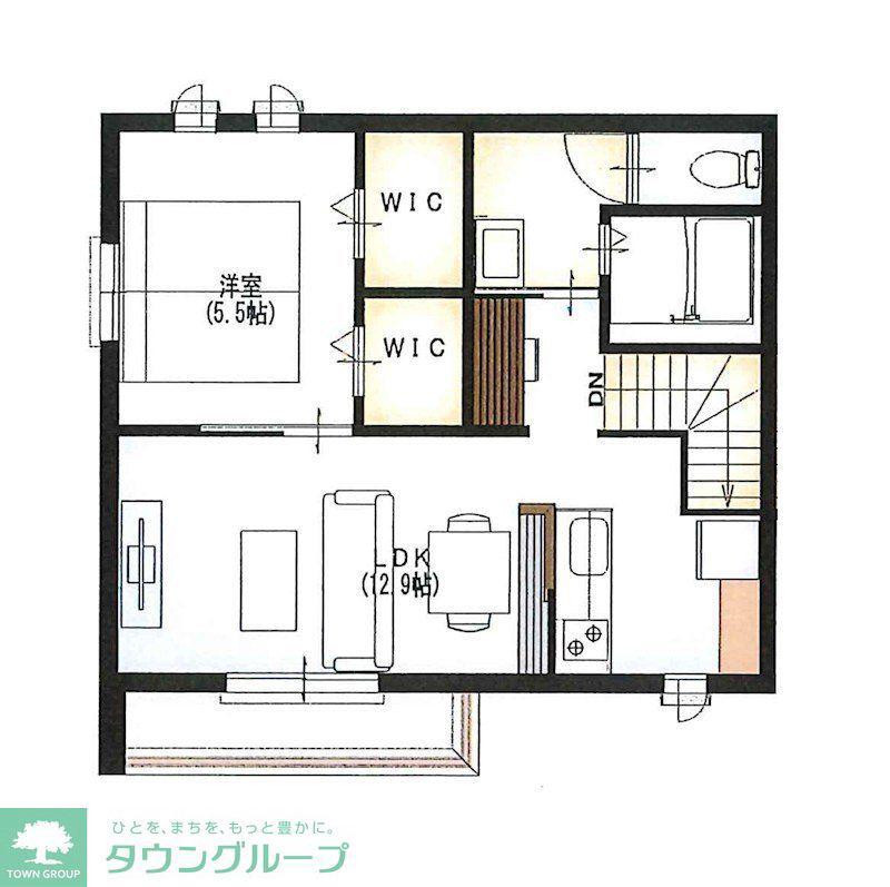 LUXE弦巻(1LDK/2階)の間取り写真