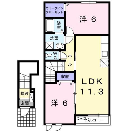 プラシード カーサ(2LDK/2階)の間取り写真