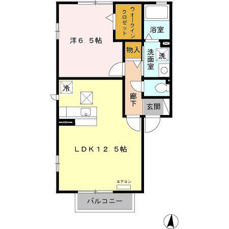 プラムズ・ヴィラ(1LDK/1階)の間取り写真