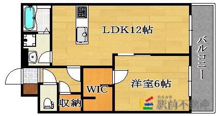 ケイジェイ博多住吉ビル(1LDK/5階)の間取り写真
