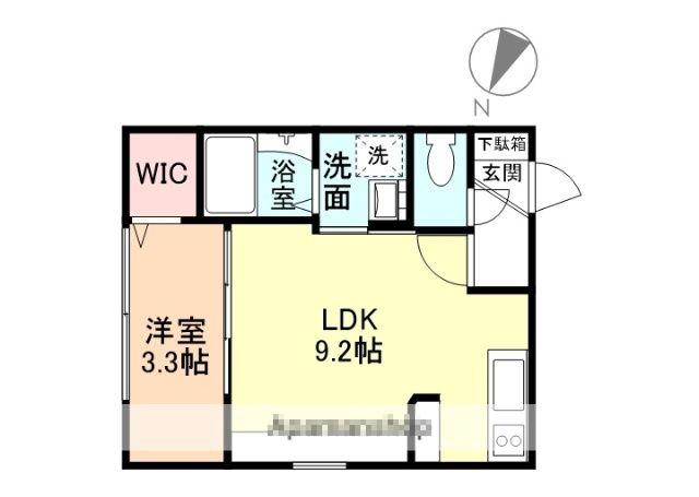 INTEGRAL 中川原(1LDK/1階)の間取り写真