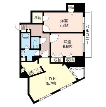 イリップス船堀(2LDK/7階)の間取り写真