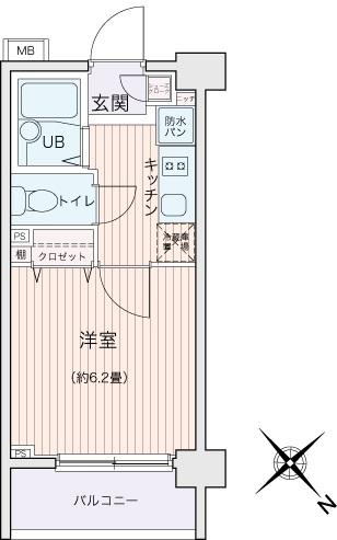 エコロジー都立大学レジデンス(1K/5階)の間取り写真