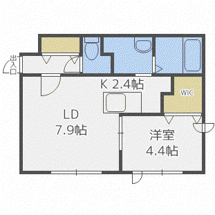 RILASSA西町南(1LDK/3階)の間取り写真
