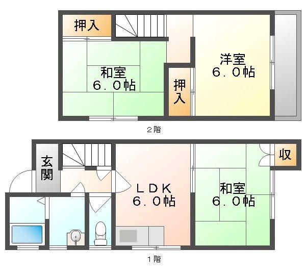星和台タウンハウス(3DK/1階)の間取り写真
