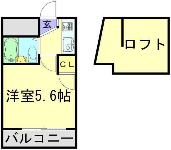 アメリカンドリーム(1K/5階)の間取り写真