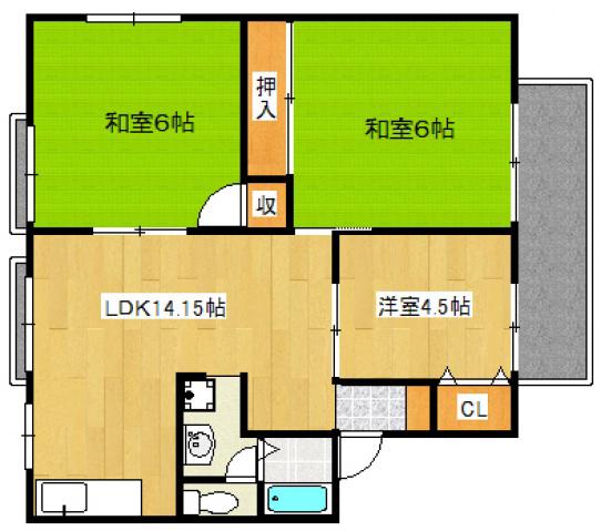ピッコロモンドF棟(3LDK/1階)の間取り写真