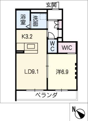 ルミエヴィータ(1LDK/1階)の間取り写真