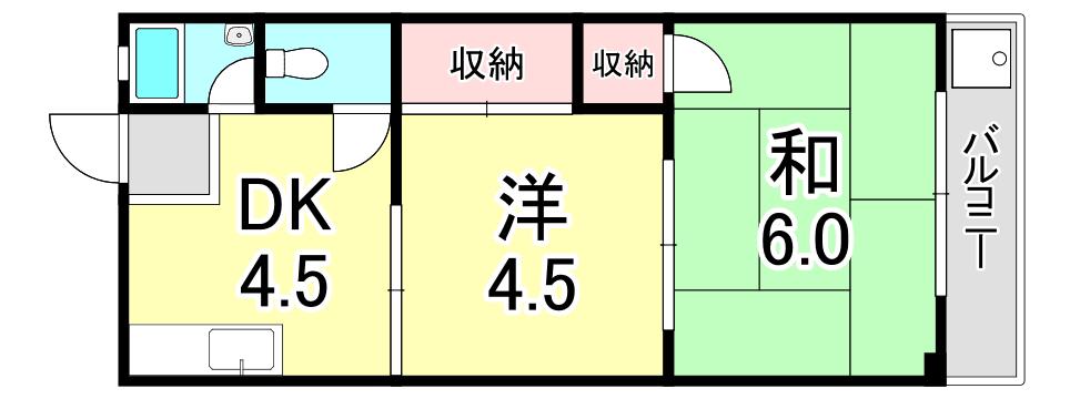 辻井マンション(2DK/3階)の間取り写真