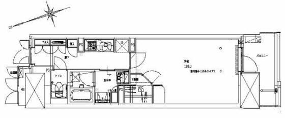 ジュエルコート熊谷II(1K/2階)の間取り写真